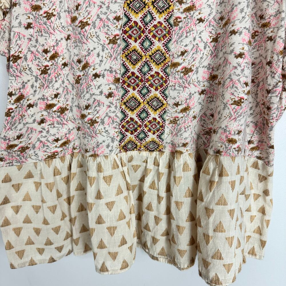 Lucky Brand Sexy Boho Floral Mix Peplum Tank Blouse Sz M - Picture 6 of 10